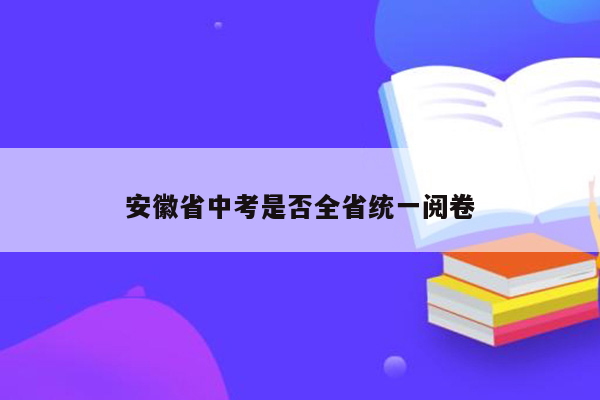安徽省中考是否全省统一阅卷