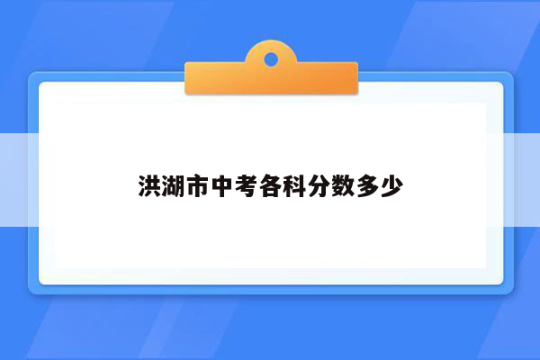 洪湖市中考各科分数多少