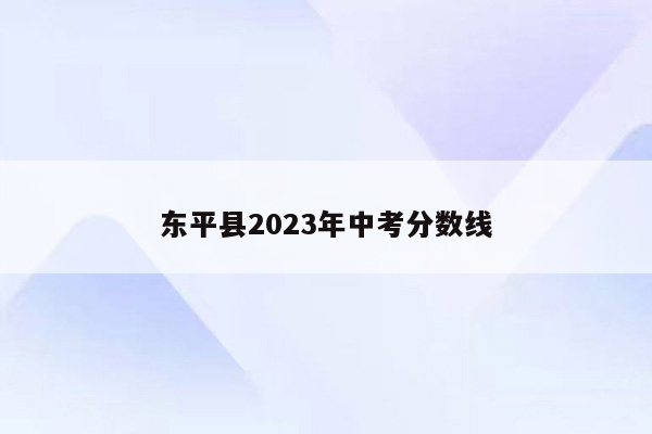 东平县2023年中考分数线