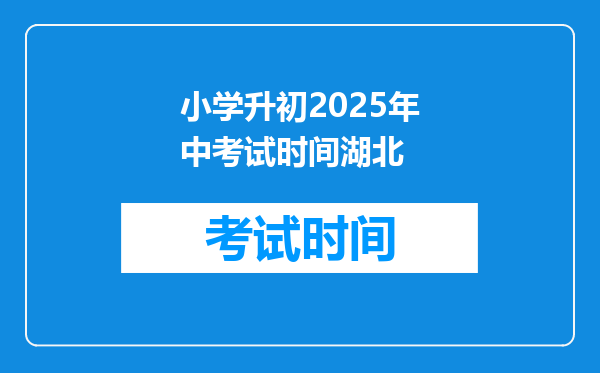 小学升初2025年中考试时间湖北