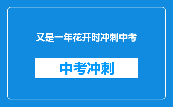 又是一年花开时冲刺中考