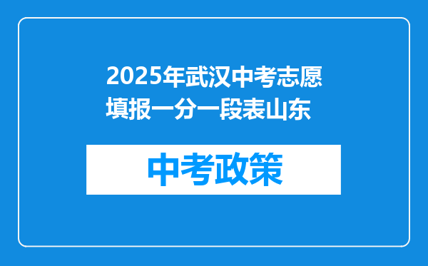 2025年武汉中考志愿填报一分一段表山东