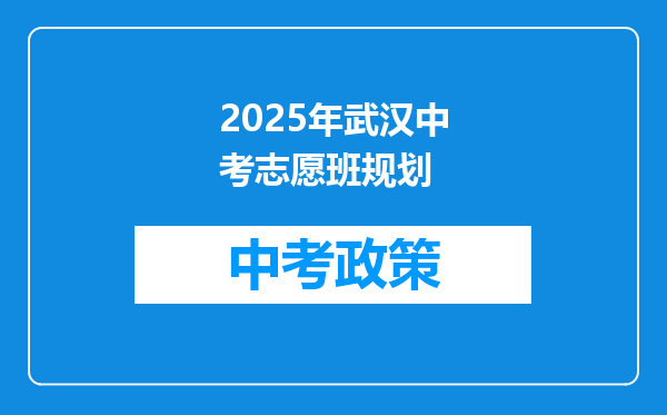 2025年武汉中考志愿班规划