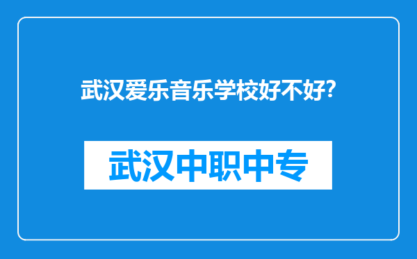 武汉爱乐音乐学校好不好？