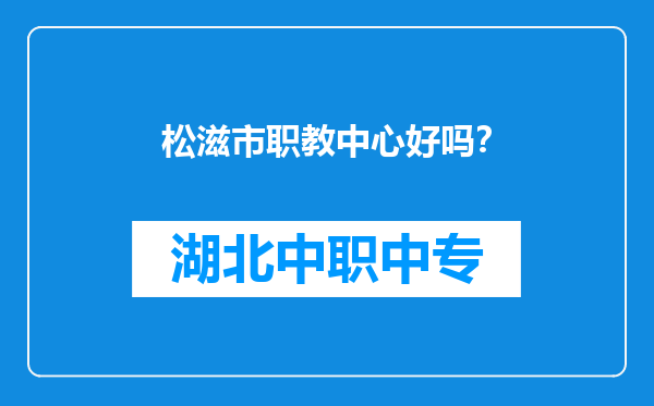 松滋市职教中心好吗？