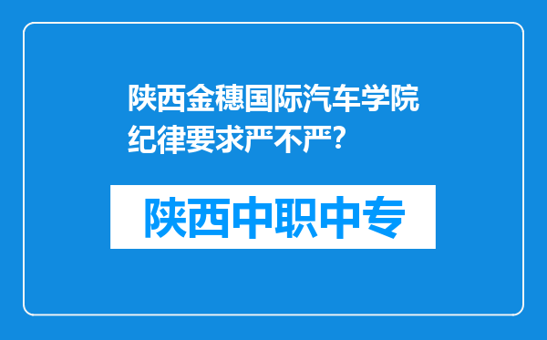 陕西金穗国际汽车学院纪律要求严不严？