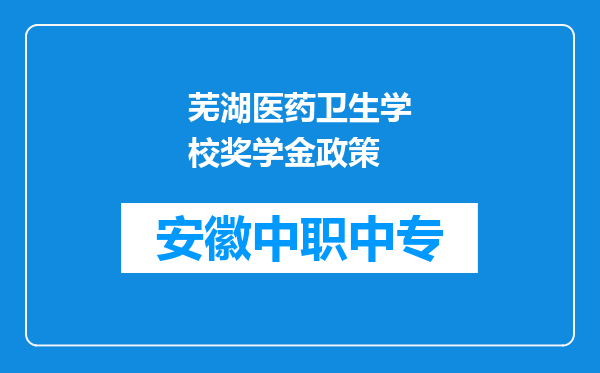 芜湖医药卫生学校奖学金政策