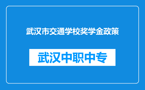 武汉市交通学校奖学金政策