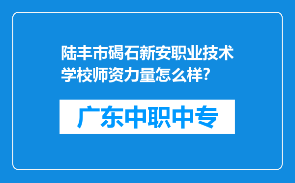 陆丰市碣石新安职业技术学校师资力量怎么样？