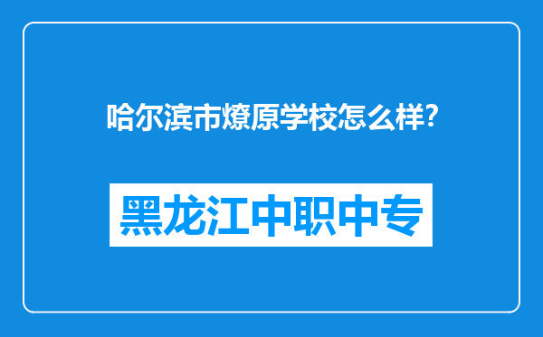 哈尔滨市燎原学校怎么样？