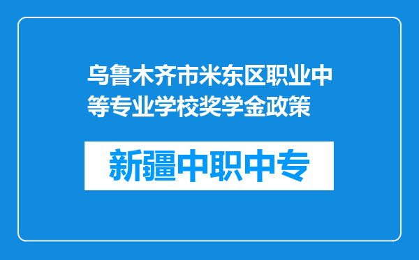 乌鲁木齐市米东区职业中等专业学校奖学金政策