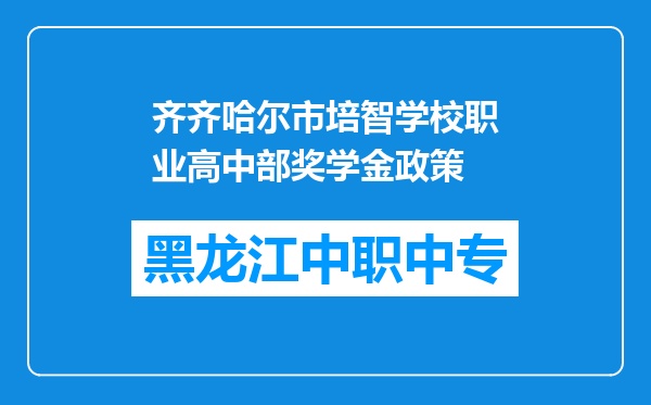 齐齐哈尔市培智学校职业高中部奖学金政策