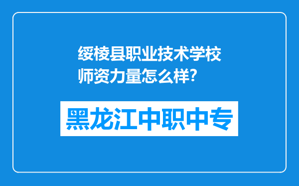 绥棱县职业技术学校师资力量怎么样？