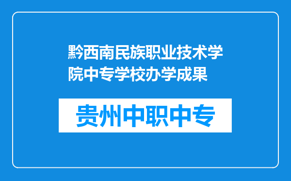 黔西南民族职业技术学院中专学校办学成果