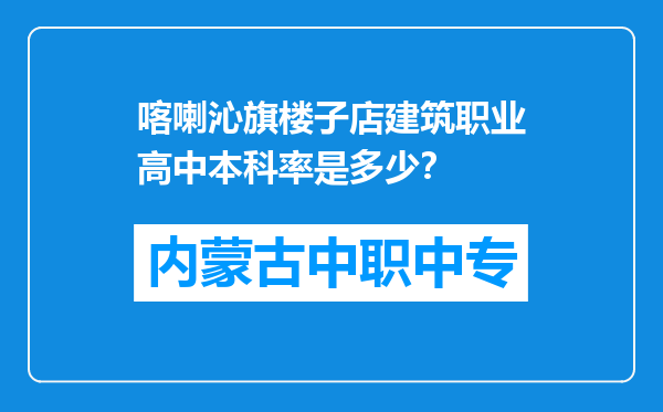 喀喇沁旗楼子店建筑职业高中本科率是多少？