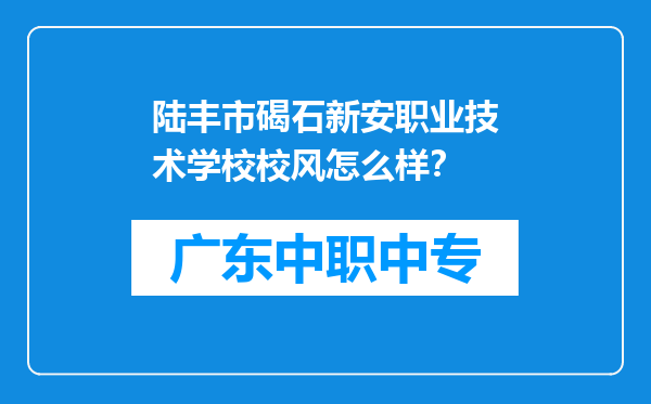 陆丰市碣石新安职业技术学校校风怎么样？