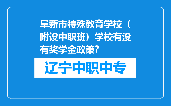 阜新市特殊教育学校（附设中职班）学校有没有奖学金政策？