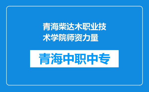 青海柴达木职业技术学院师资力量