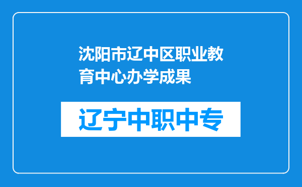 沈阳市辽中区职业教育中心办学成果