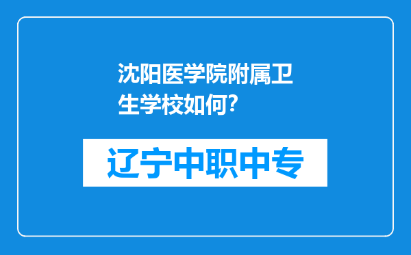 沈阳医学院附属卫生学校如何？