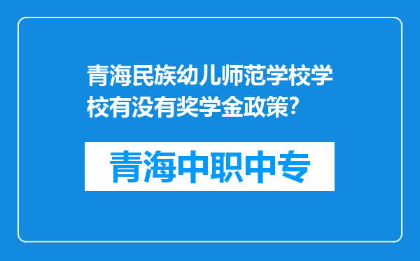 青海民族幼儿师范学校学校有没有奖学金政策？
