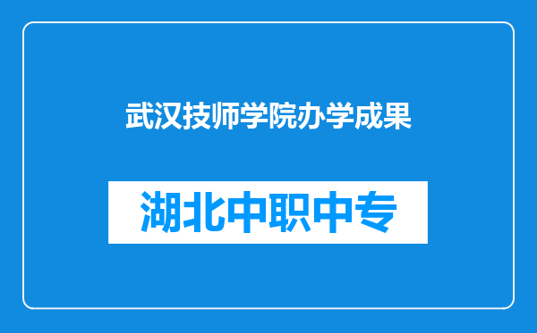 武汉技师学院办学成果