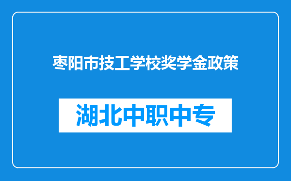 枣阳市技工学校奖学金政策