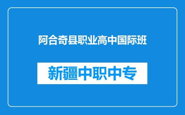 阿合奇县职业高中国际班