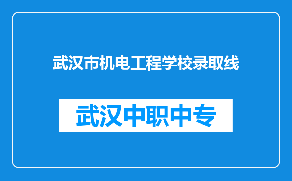 武汉市机电工程学校录取线