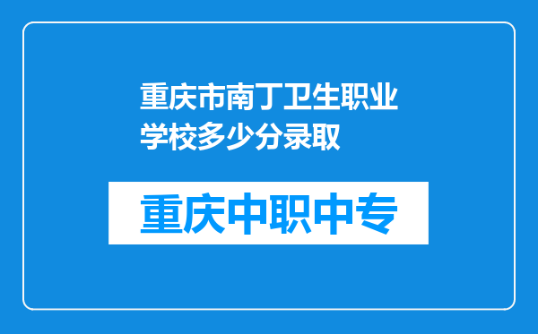 重庆市南丁卫生职业学校多少分录取