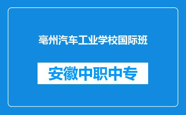 亳州汽车工业学校国际班