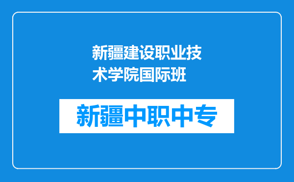 新疆建设职业技术学院国际班
