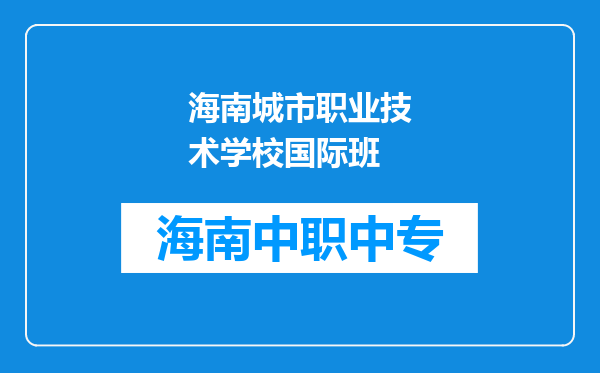 海南城市职业技术学校国际班
