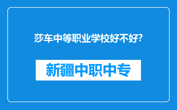 莎车中等职业学校好不好？