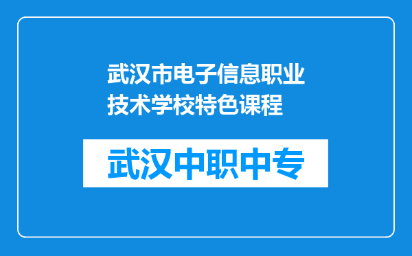 武汉市电子信息职业技术学校特色课程