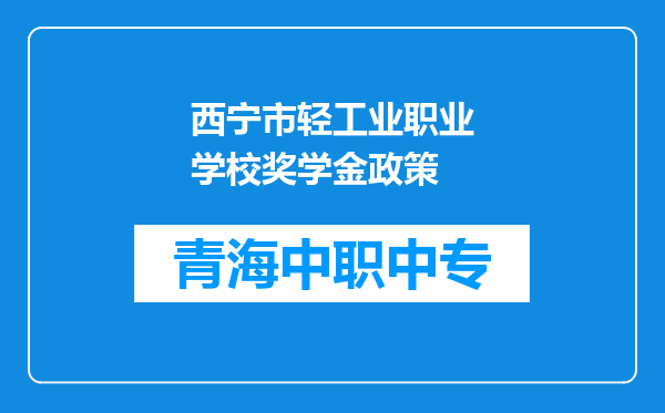 西宁市轻工业职业学校奖学金政策
