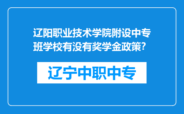 辽阳职业技术学院附设中专班学校有没有奖学金政策？