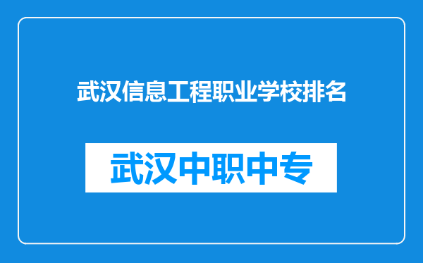 武汉信息工程职业学校排名