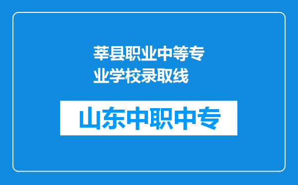 莘县职业中等专业学校录取线