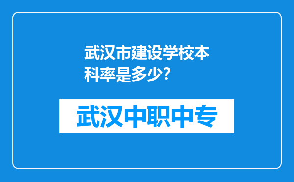 武汉市建设学校本科率是多少？