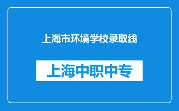 上海市环境学校录取线