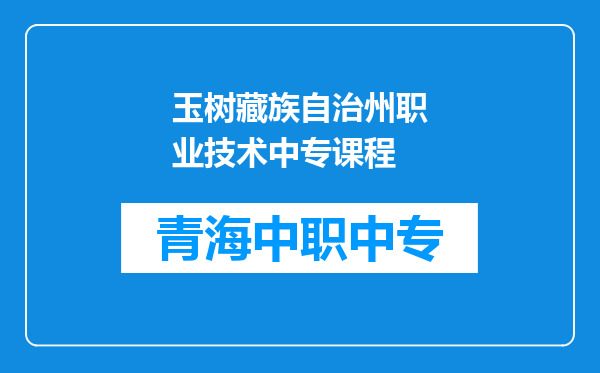 玉树藏族自治州职业技术中专课程