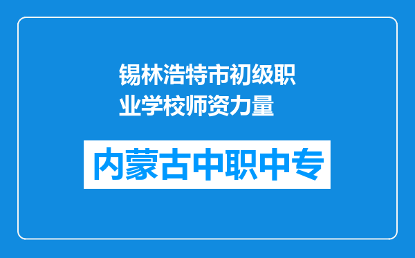 锡林浩特市初级职业学校师资力量