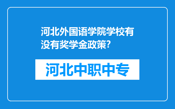 河北外国语学院学校有没有奖学金政策？