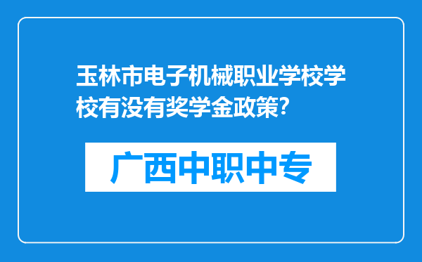 玉林市电子机械职业学校学校有没有奖学金政策？