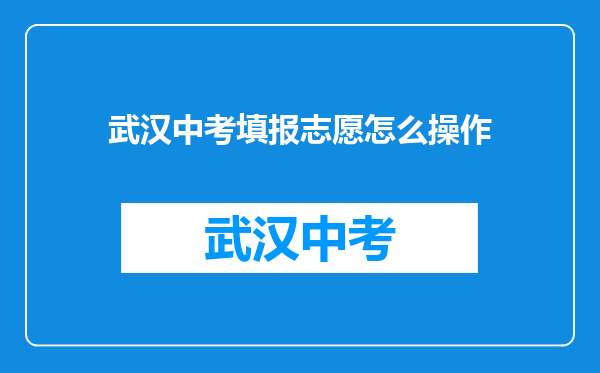 武汉中考填报志愿怎么操作