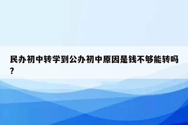 民办初中转学到公办初中原因是钱不够能转吗?