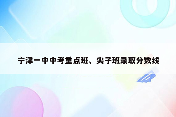 宁津一中中考重点班、尖子班录取分数线