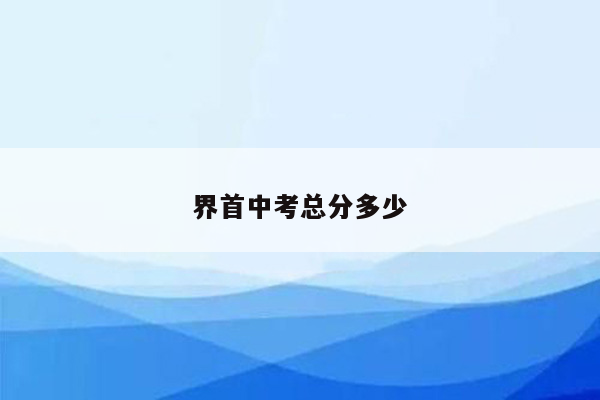 界首中考总分多少