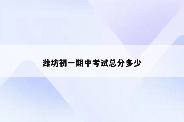 潍坊初一期中考试总分多少